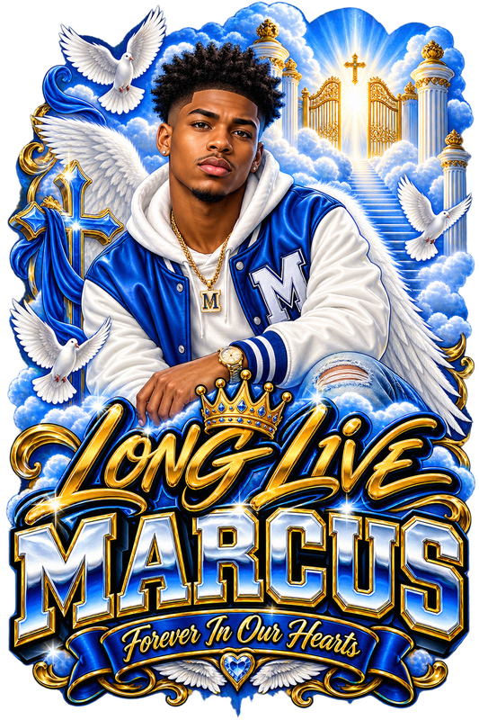 Original Long Live Marcus memorial artwork before the revision request.